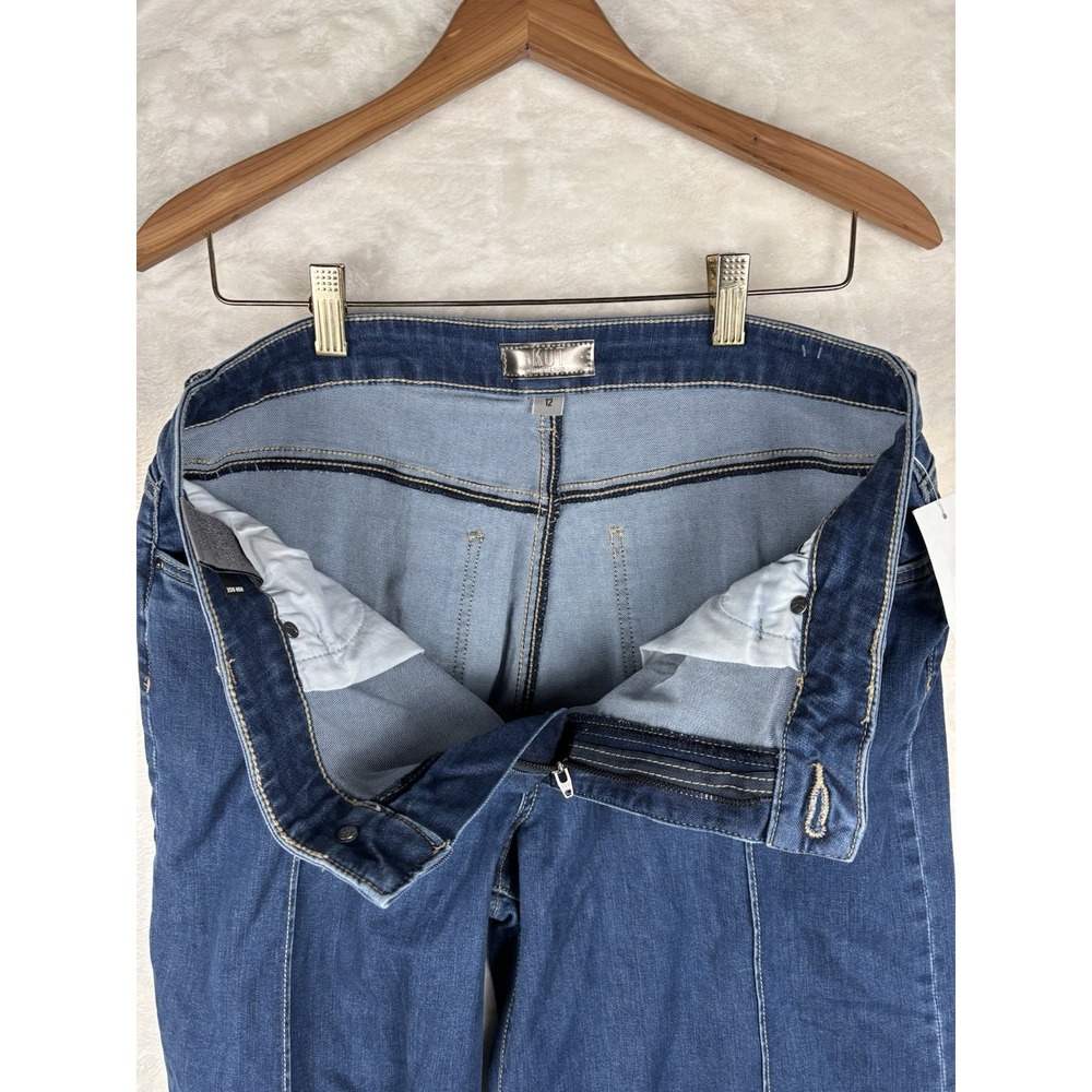 KUT Margo Womens 12 Cuffed Pintuck Wide Leg Jeans High Rise Patchwork 70's Style - Picture 13 of 16